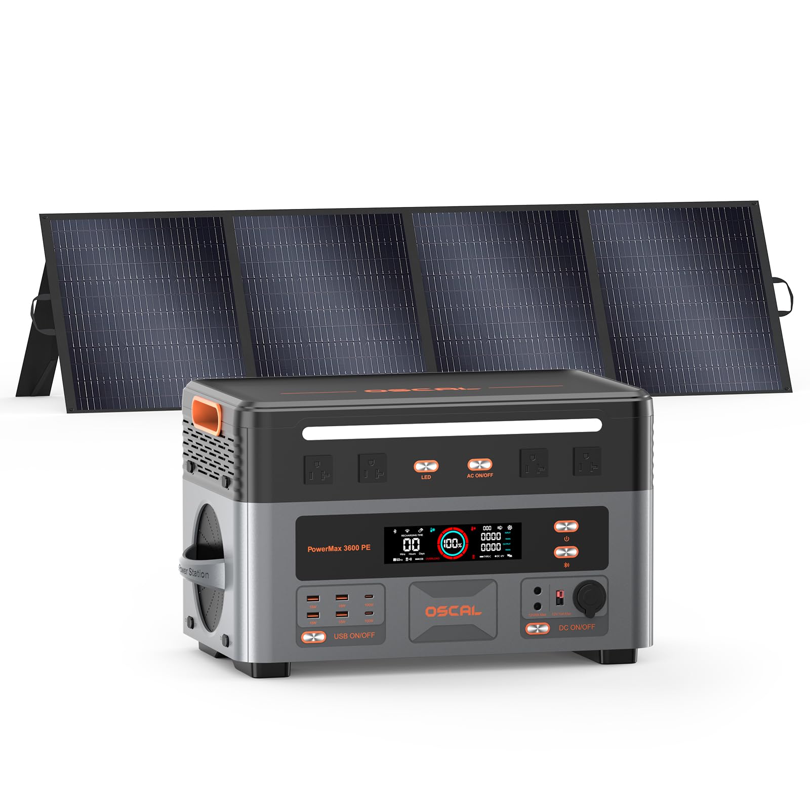 OSCAL PowerMax 3600W Powerstation | 3600Wh LiFePO4 | Inkl. 200W Solarpanel