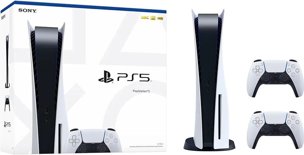 Sony PlayStation 5 Disk Edition Bundle – Spielekonsole 4K Blu-Ray, 120fps + 2x DualSense Controller